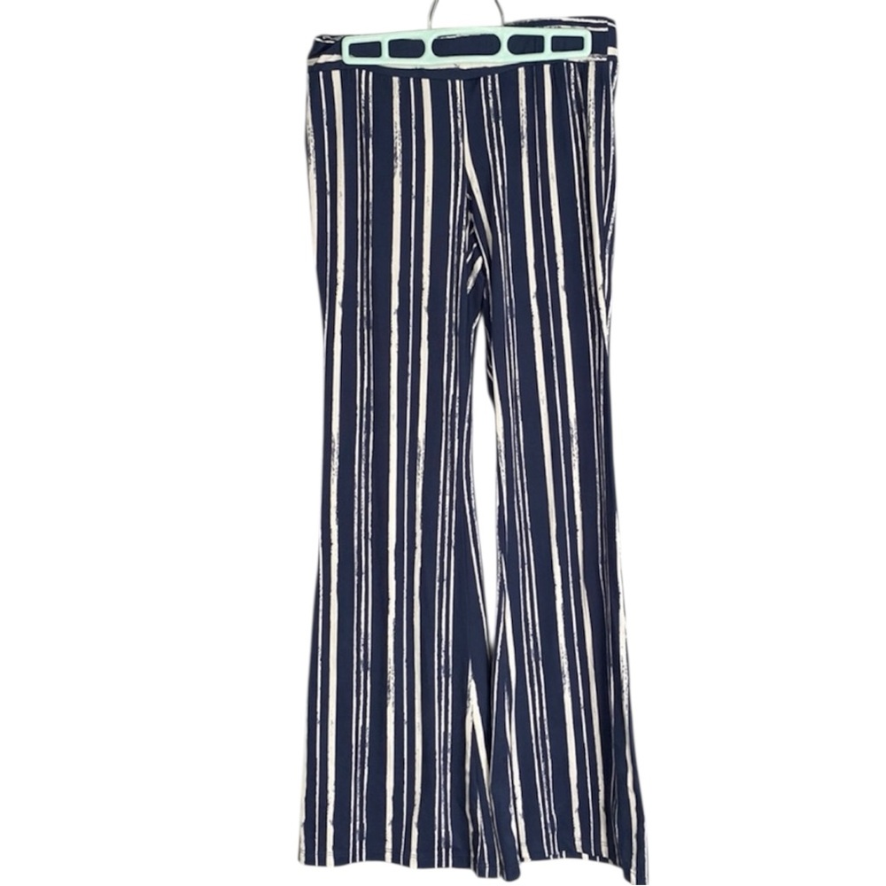 By & By Blue & White Striped Flare Pants